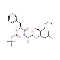 CC(C)CC[C@H](O)[C@H](CC(C)C)NC(=O)[C@H](C)NC(=O)[C@H](Cc1ccccc1)NC(=O)OC(C)(C)C ZINC000095553820