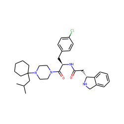 CC(C)CC1(N2CCN(C(=O)[C@@H](Cc3ccc(Cl)cc3)NC(=O)C[C@H]3NCc4ccccc43)CC2)CCCCC1 ZINC000036285282