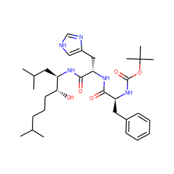 CC(C)CCC[C@@H](O)[C@@H](CC(C)C)NC(=O)[C@H](Cc1c[nH]cn1)NC(=O)[C@H](Cc1ccccc1)NC(=O)OC(C)(C)C ZINC000029345727