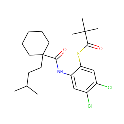 CC(C)CCC1(C(=O)Nc2cc(Cl)c(Cl)cc2SC(=O)C(C)(C)C)CCCCC1 ZINC000026577029