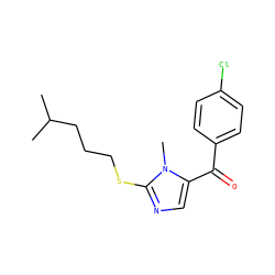 CC(C)CCCSc1ncc(C(=O)c2ccc(Cl)cc2)n1C ZINC000035995637
