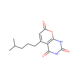 CC(C)CCCc1cc(=O)oc2[nH]c(=O)[nH]c(=O)c12 ZINC000034603945