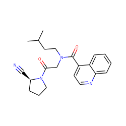 CC(C)CCN(CC(=O)N1CCC[C@H]1C#N)C(=O)c1ccnc2ccccc12 ZINC000169310678