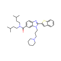 CC(C)CCN(CCC(C)C)C(=O)c1ccc2nc(-c3cc4ccccc4s3)n(CCCN3CCCCC3)c2c1 ZINC000028823435