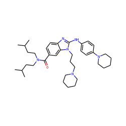 CC(C)CCN(CCC(C)C)C(=O)c1ccc2nc(Nc3ccc(N4CCCCC4)cc3)n(CCCN3CCCCC3)c2c1 ZINC000028823422