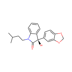 CC(C)CCN1C(=O)[C@@](O)(c2ccc3c(c2)OCO3)c2ccccc21 ZINC000071340602