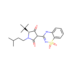 CC(C)CCN1C(=O)C(C2=NS(=O)(=O)c3ccccc3N2)C(=O)[C@@H]1C(C)(C)C ZINC000096314033