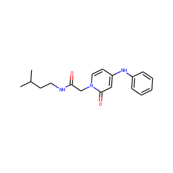 CC(C)CCNC(=O)Cn1ccc(Nc2ccccc2)cc1=O ZINC000169309831