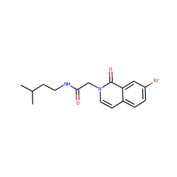 CC(C)CCNC(=O)Cn1ccc2ccc(Br)cc2c1=O ZINC000169353040