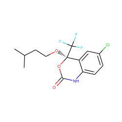CC(C)CCO[C@@]1(C(F)(F)F)OC(=O)Nc2ccc(Cl)cc21 ZINC000005962632