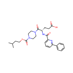 CC(C)CCOC(=O)N1CCN(C(=O)[C@H](CCC(=O)O)NC(=O)c2cccc(-c3ccccc3)n2)CC1 ZINC000045368778