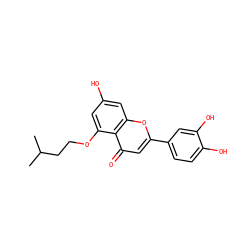 CC(C)CCOc1cc(O)cc2oc(-c3ccc(O)c(O)c3)cc(=O)c12 ZINC000064447724