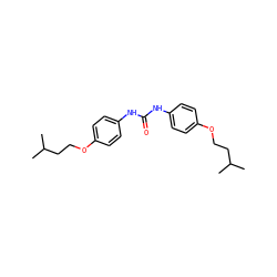 CC(C)CCOc1ccc(NC(=O)Nc2ccc(OCCC(C)C)cc2)cc1 ZINC000010277834