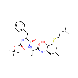 CC(C)CCSC[C@@H](O)[C@@H](CC(C)C)NC(=O)[C@H](C)NC(=O)[C@H](Cc1ccccc1)NC(=O)OC(C)(C)C ZINC000029389171