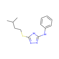 CC(C)CCSc1nnc(Nc2ccccc2)[nH]1 ZINC000014964391