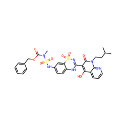 CC(C)CCn1c(=O)c(C2=NS(=O)(=O)c3cc(NS(=O)(=O)N(C)C(=O)OCc4ccccc4)ccc3N2)c(O)c2cccnc21 ZINC000150575607