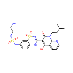 CC(C)CCn1c(=O)c(C2=NS(=O)(=O)c3cc(NS(=O)(=O)NCCN)ccc3N2)c(O)c2cccnc21 ZINC000101047076