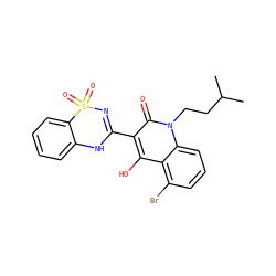 CC(C)CCn1c(=O)c(C2=NS(=O)(=O)c3ccccc3N2)c(O)c2c(Br)cccc21 ZINC000101077728