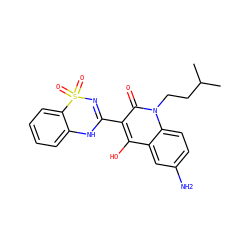 CC(C)CCn1c(=O)c(C2=NS(=O)(=O)c3ccccc3N2)c(O)c2cc(N)ccc21 ZINC000101077594