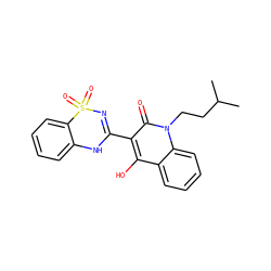 CC(C)CCn1c(=O)c(C2=NS(=O)(=O)c3ccccc3N2)c(O)c2ccccc21 ZINC000100035344