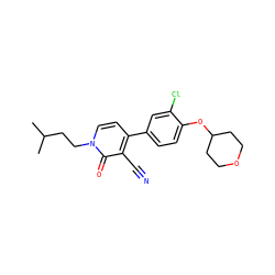 CC(C)CCn1ccc(-c2ccc(OC3CCOCC3)c(Cl)c2)c(C#N)c1=O ZINC000043198143