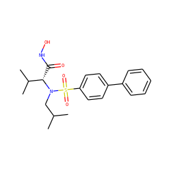 CC(C)CN([C@@H](C(=O)NO)C(C)C)S(=O)(=O)c1ccc(-c2ccccc2)cc1 ZINC000653777935