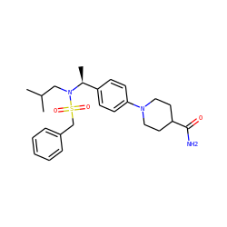 CC(C)CN([C@@H](C)c1ccc(N2CCC(C(N)=O)CC2)cc1)S(=O)(=O)Cc1ccccc1 ZINC000147264552