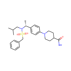 CC(C)CN([C@H](C)c1ccc(N2CCC(C(N)=O)CC2)cc1)S(=O)(=O)Cc1ccccc1 ZINC000147265011