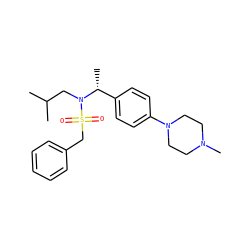 CC(C)CN([C@H](C)c1ccc(N2CCN(C)CC2)cc1)S(=O)(=O)Cc1ccccc1 ZINC000224302888