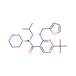 CC(C)CN(C(=O)c1cnc(C(C)(C)C)nc1NCc1ccco1)[C@@H]1CCCNC1 ZINC000168217788