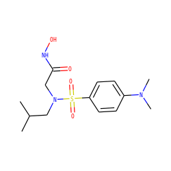 CC(C)CN(CC(=O)NO)S(=O)(=O)c1ccc(N(C)C)cc1 ZINC000013764042