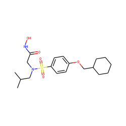 CC(C)CN(CC(=O)NO)S(=O)(=O)c1ccc(OCC2CCCCC2)cc1 ZINC000013764058