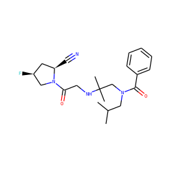 CC(C)CN(CC(C)(C)NCC(=O)N1C[C@@H](F)C[C@H]1C#N)C(=O)c1ccccc1 ZINC000040892076
