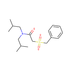CC(C)CN(CC(C)C)C(=O)CS(=O)(=O)Cc1ccccc1 ZINC000002865514