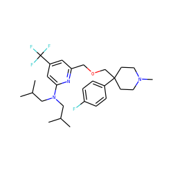 CC(C)CN(CC(C)C)c1cc(C(F)(F)F)cc(COCC2(c3ccc(F)cc3)CCN(C)CC2)n1 ZINC000095586953