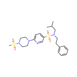 CC(C)CN(CCc1ccccc1)S(=O)(=O)c1ccc(N2CCN(S(C)(=O)=O)CC2)nc1 ZINC000299820602