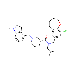 CC(C)CN(Cc1cc(Cl)c2c(c1)CCCCO2)C(=O)[C@@H]1CCCN(Cc2cccc3c2CCN3C)C1 ZINC000114100318