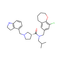 CC(C)CN(Cc1cc(Cl)c2c(c1)CCCCO2)C(=O)[C@@H]1CCN(Cc2cccc3c2CCN3)C1 ZINC000114099262