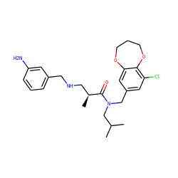 CC(C)CN(Cc1cc(Cl)c2c(c1)OCCCO2)C(=O)[C@@H](C)CNCc1cccc(N)c1 ZINC000114099958