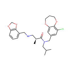 CC(C)CN(Cc1cc(Cl)c2c(c1)OCCCO2)C(=O)[C@@H](C)CNCc1cccc2c1OCO2 ZINC000114100685