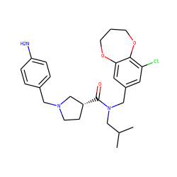 CC(C)CN(Cc1cc(Cl)c2c(c1)OCCCO2)C(=O)[C@@H]1CCN(Cc2ccc(N)cc2)C1 ZINC000114099103