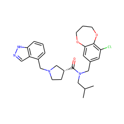 CC(C)CN(Cc1cc(Cl)c2c(c1)OCCCO2)C(=O)[C@@H]1CCN(Cc2cccc3[nH]ncc23)C1 ZINC000114100067