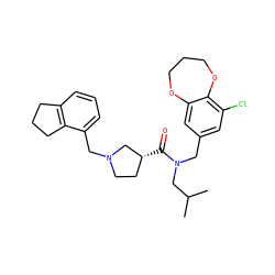 CC(C)CN(Cc1cc(Cl)c2c(c1)OCCCO2)C(=O)[C@@H]1CCN(Cc2cccc3c2CCC3)C1 ZINC000114097893