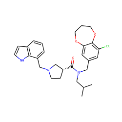 CC(C)CN(Cc1cc(Cl)c2c(c1)OCCCO2)C(=O)[C@@H]1CCN(Cc2cccc3cc[nH]c23)C1 ZINC000114097620