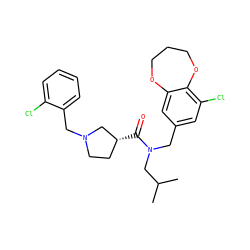 CC(C)CN(Cc1cc(Cl)c2c(c1)OCCCO2)C(=O)[C@@H]1CCN(Cc2ccccc2Cl)C1 ZINC000114097879