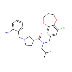 CC(C)CN(Cc1cc(Cl)c2c(c1)OCCCO2)C(=O)[C@@H]1CCN(Cc2ccccc2N)C1 ZINC000114097191