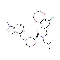 CC(C)CN(Cc1cc(Cl)c2c(c1)OCCCO2)C(=O)[C@@H]1CN(Cc2cccc3c2CCN3C)CCO1 ZINC000114100367