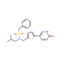 CC(C)CN(Cc1ccc(-c2ccc(=O)[nH]c2)s1)S(=O)(=O)Cc1ccccc1 ZINC000148825497