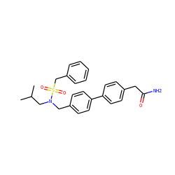 CC(C)CN(Cc1ccc(-c2ccc(CC(N)=O)cc2)cc1)S(=O)(=O)Cc1ccccc1 ZINC000169345273