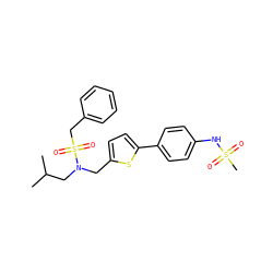 CC(C)CN(Cc1ccc(-c2ccc(NS(C)(=O)=O)cc2)s1)S(=O)(=O)Cc1ccccc1 ZINC000143914337